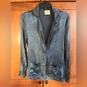 Elie Tahari Grey Silk-style deconstructed blazer
